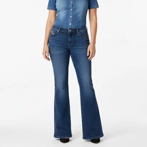 True Bliss Women's Blue Bootcut Mid Rise Designer Western Jeans Plus Size 18